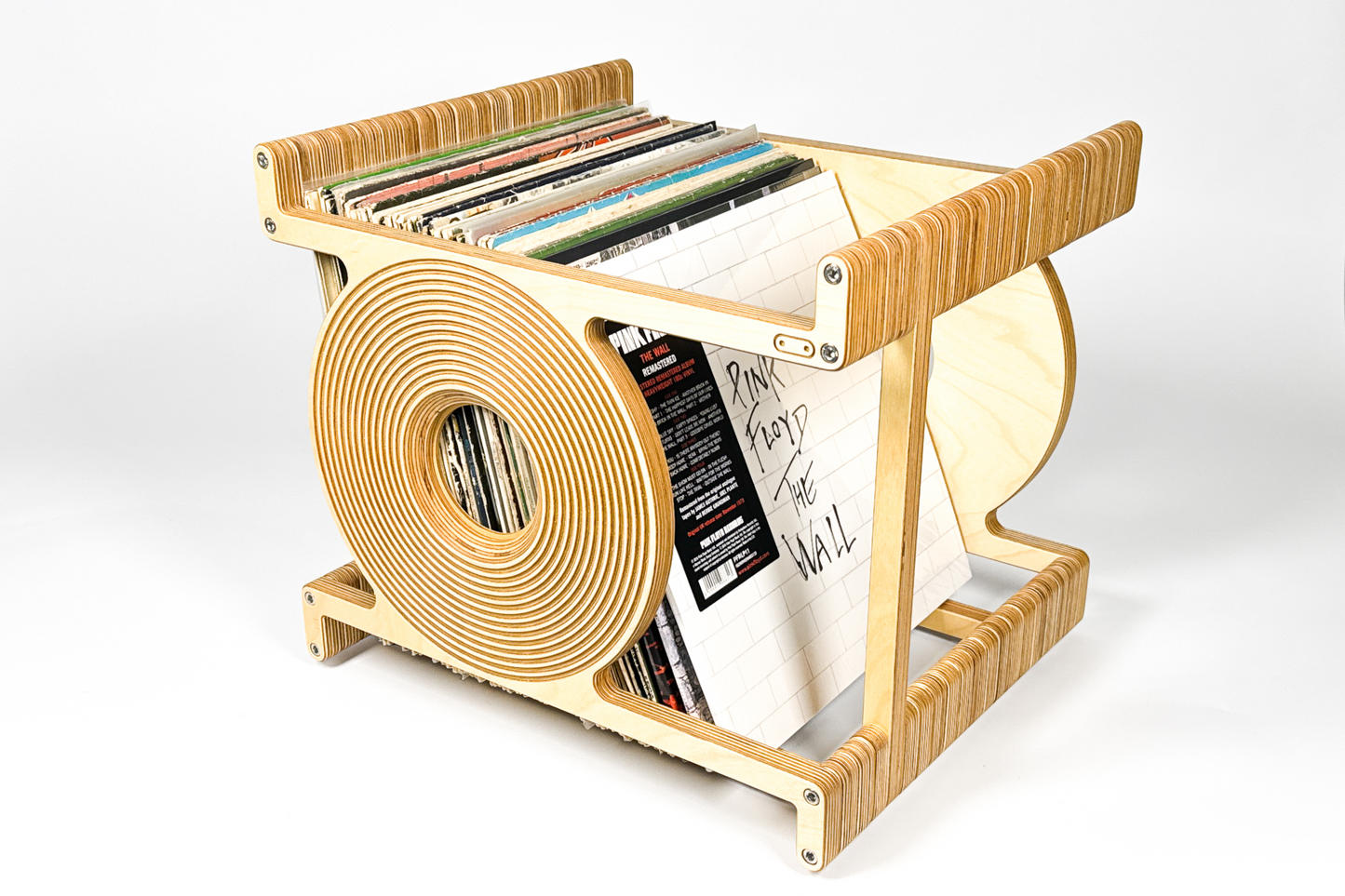 DISKO 12" 33 RPM Plywood Vinyl Record Storage Crate 3D record motif by Plyformers