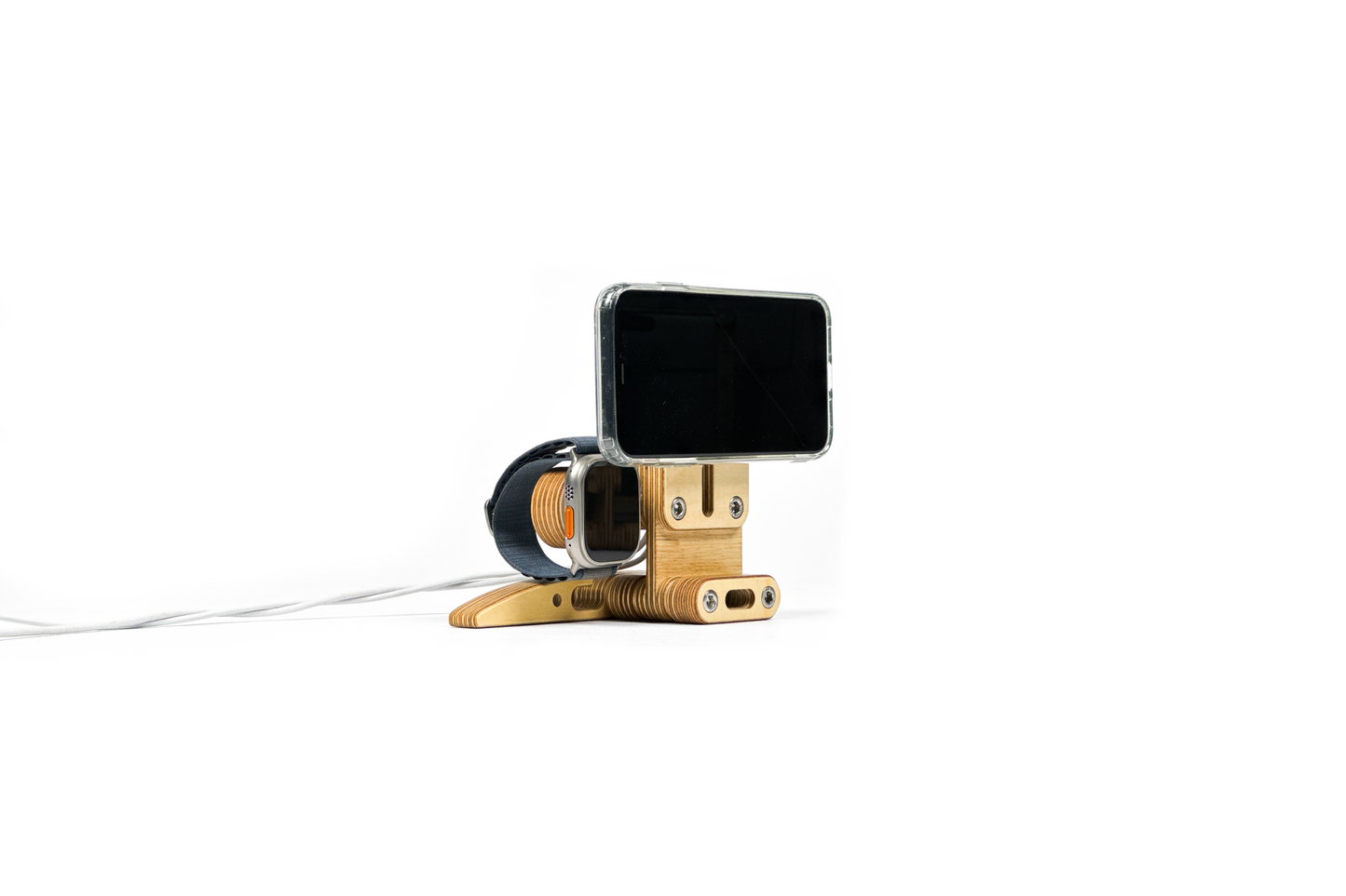 Apple MagSafe Ready Plywood Dock With Handle Vertical Stand by Plyformers