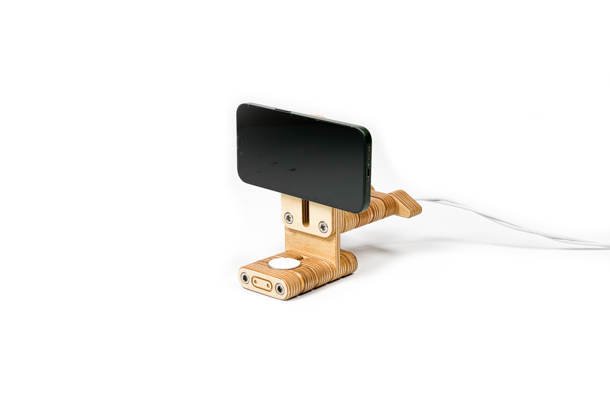 Plywood MagSafe Ready Dock With  Apple Watch Charger Horizontal Dock by Plyformers